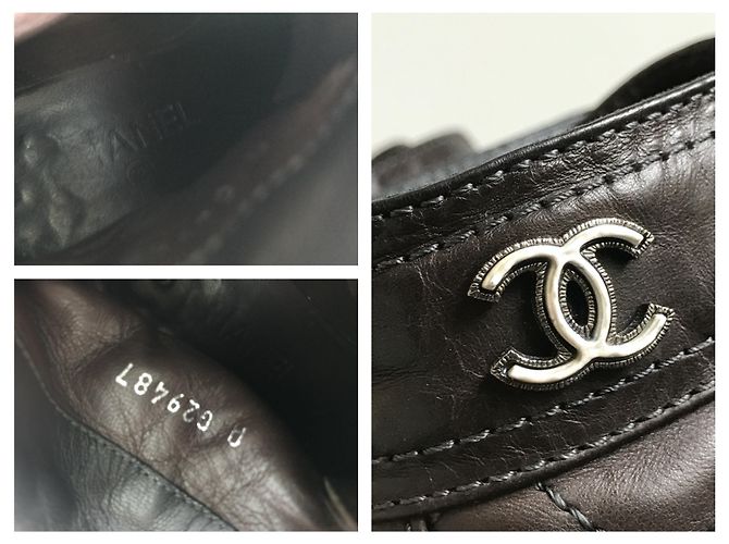Chanel Kette um Combat Biker Ankle Boots Braun Bordeaux Dunkelbraun - Ansicht 4