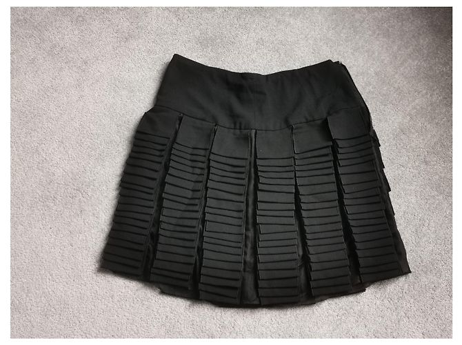 Minifalda Chanel Negra de Seda Negro - vista 6