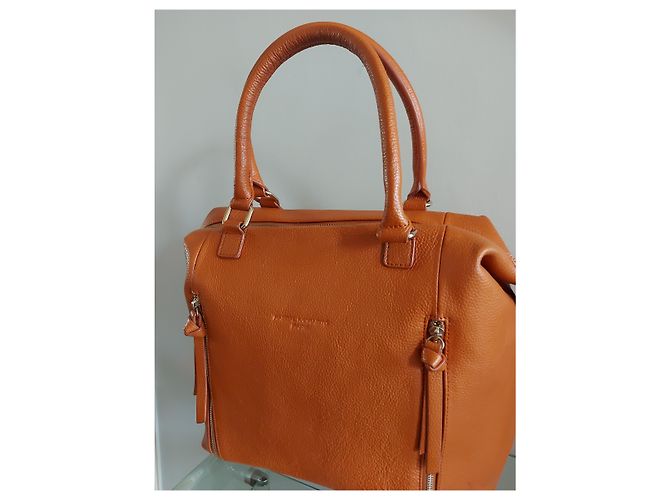 Autre Marque Borsa tote in pelle granulata arancione - vista 2