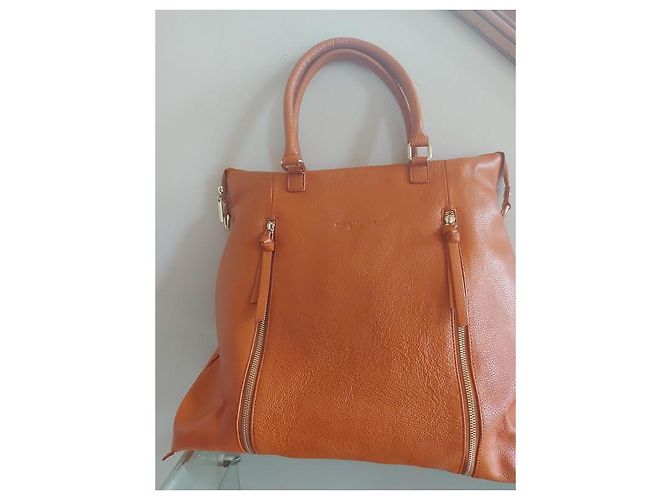 Autre Marque Borsa tote in pelle granulata arancione - vista 4