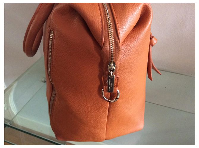Autre Marque Borsa tote in pelle granulata arancione - vista 6