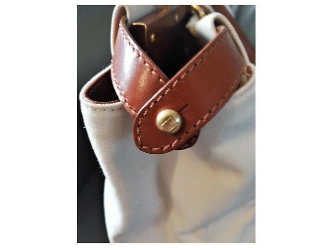 Fendi Peekaboo Handtasche Baumwolle Eggshell Aus weiß - Ansicht 10