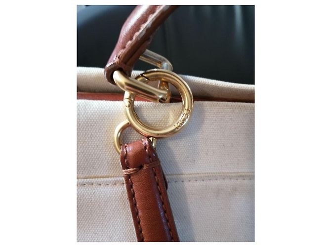 Fendi Peekaboo Handtasche Baumwolle Eggshell Aus weiß - Ansicht 11