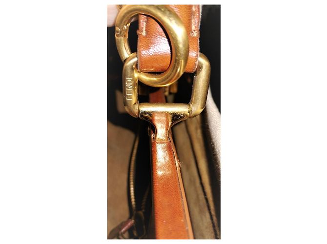 Fendi Peekaboo Handtasche Baumwolle Eggshell Aus weiß - Ansicht 3