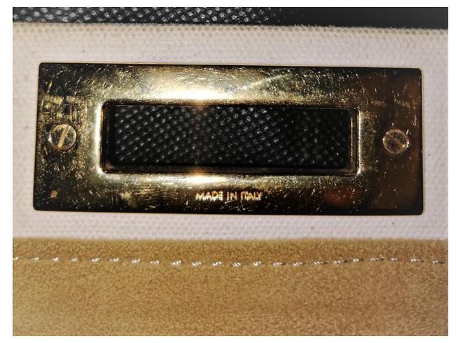Fendi Peekaboo Handtasche Baumwolle Eggshell Aus weiß - Ansicht 7