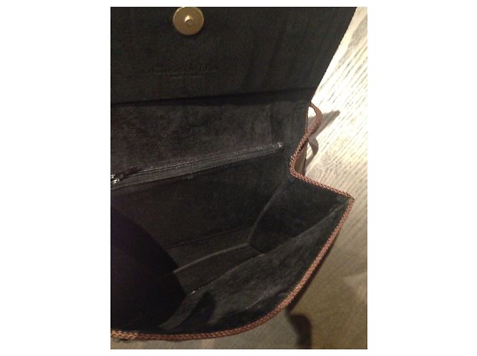 Borsa a spalla Christian Dior in pelle plissettata marrone - vista 3