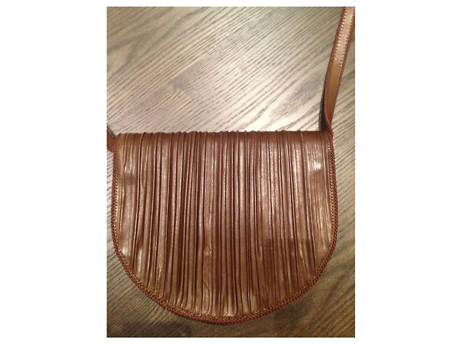 Borsa a spalla Christian Dior in pelle plissettata marrone - vista 4