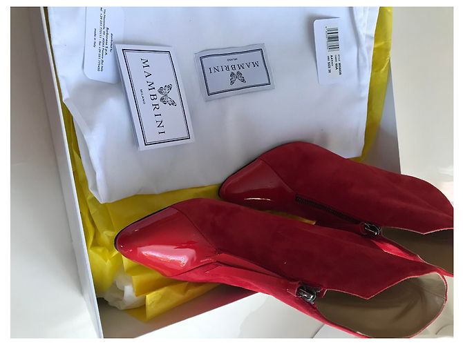 Autre Marque Botines de tacón de cuero rojo MAMBRINI Milano Roja - vista 3