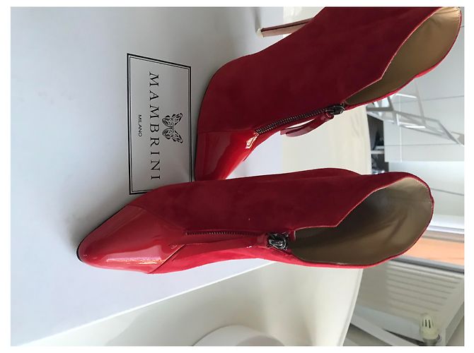 Autre Marque Botines de tacón de cuero rojo MAMBRINI Milano Roja - vista 6