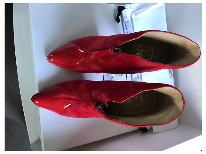 Autre Marque Botines de tacón de cuero rojo MAMBRINI Milano Roja - vista 7