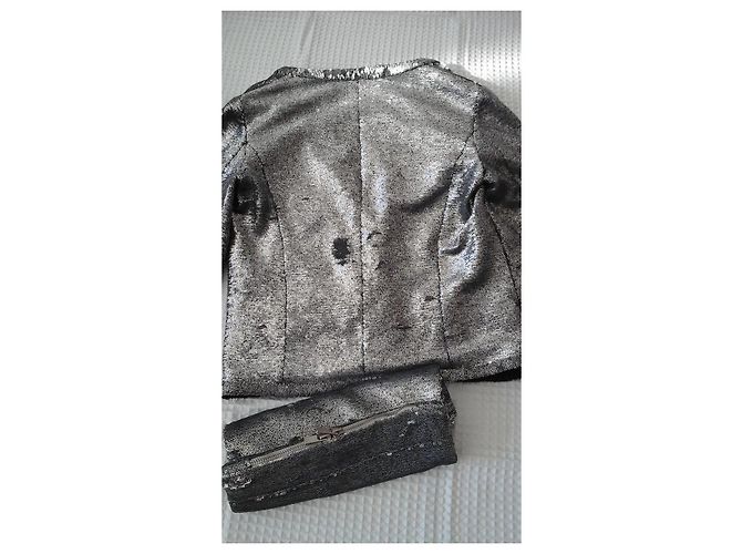Maje Silver Sequin Blazer Jacket Silvery - view 2