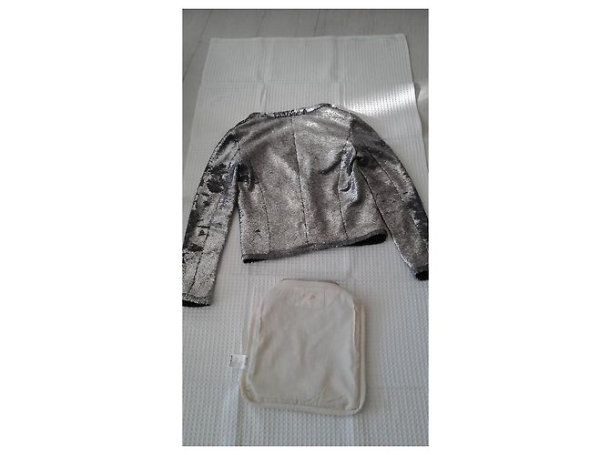Maje Silver Sequin Blazer Jacket Silvery - view 4
