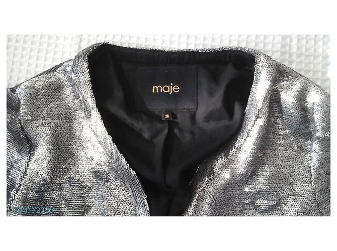 Maje Silver Sequin Blazer Jacket Silvery - view 6