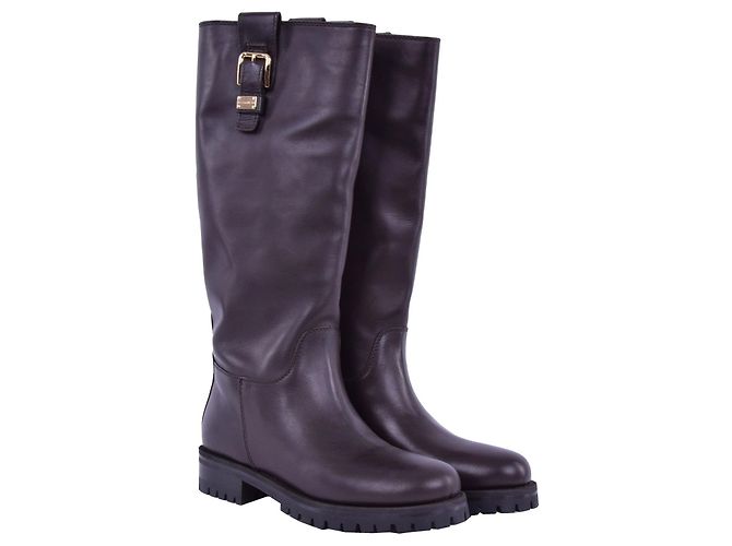 Botas de cuero marrones Dolce & Gabbana 41 Castaño - vista 2