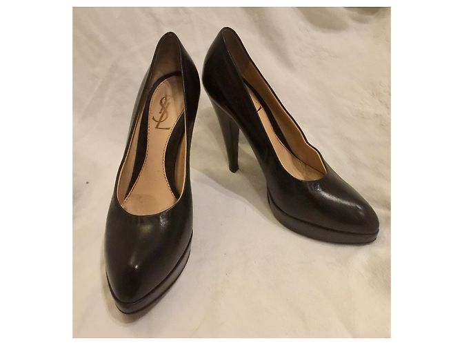 Décolleté Yves Saint Laurent Rive Gauche Pelle Nera Nero - vista 2