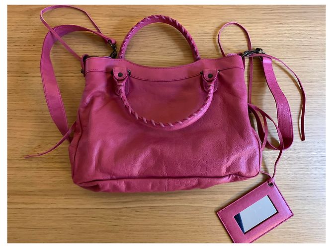 Borsa a mano Balenciaga City in pelle rosa - vista 3