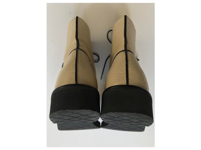 Chanel Stivali da combattimento Nero Beige - vista 10