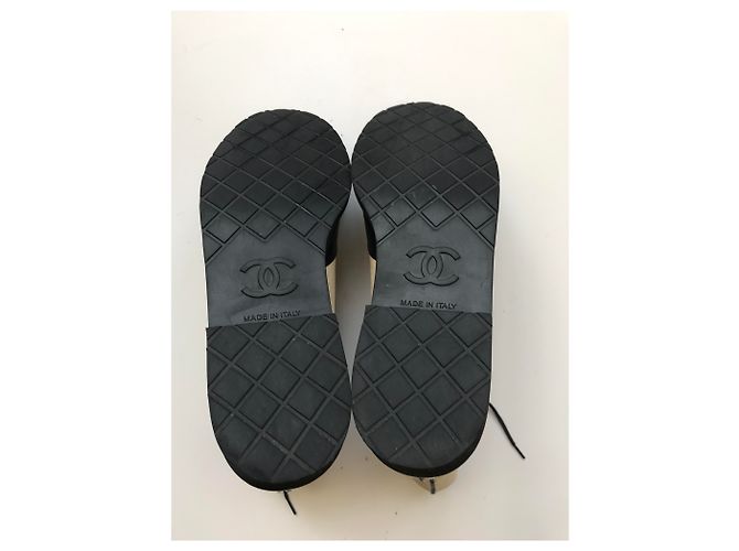 Chanel Stivali da combattimento Nero Beige - vista 11