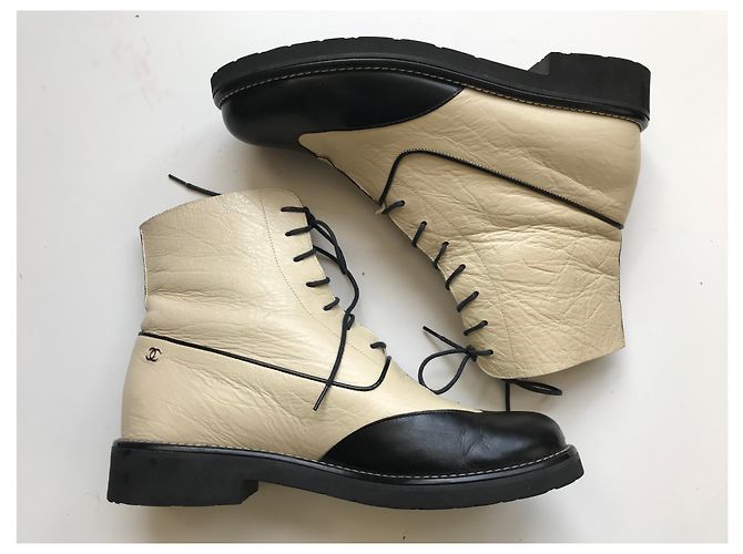 Chanel Stivali da combattimento Nero Beige - vista 17