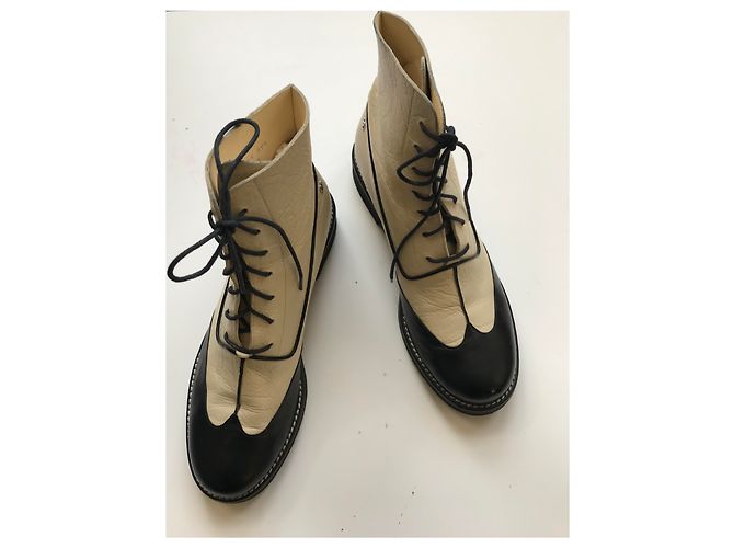 Chanel Stivali da combattimento Nero Beige - vista 18