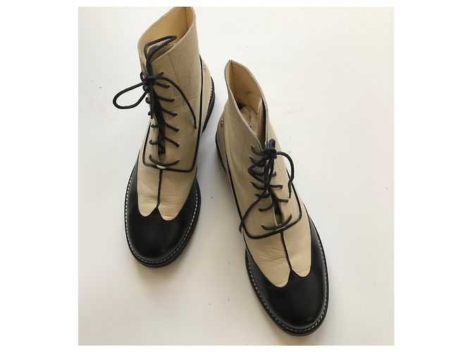 Chanel Stivali da combattimento Nero Beige - vista 19