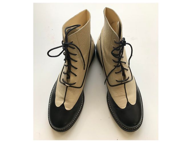 Chanel Stivali da combattimento Nero Beige - vista 20