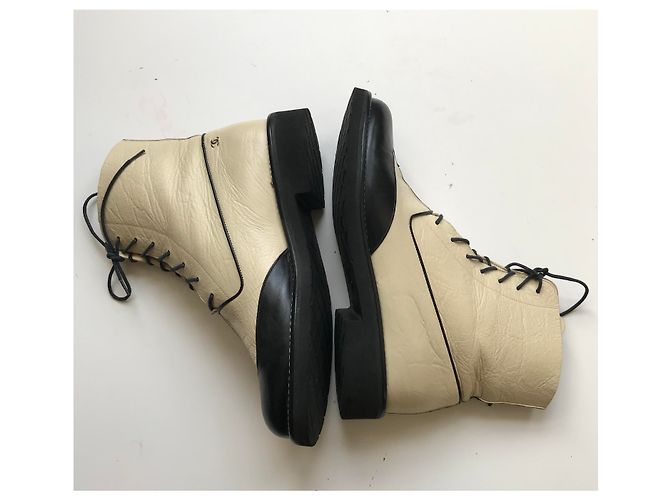 Chanel Stivali da combattimento Nero Beige - vista 22