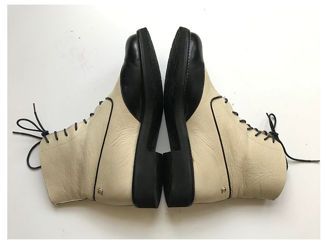 Chanel Stivali da combattimento Nero Beige - vista 23