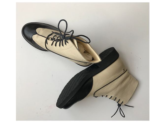 Chanel Stivali da combattimento Nero Beige - vista 25