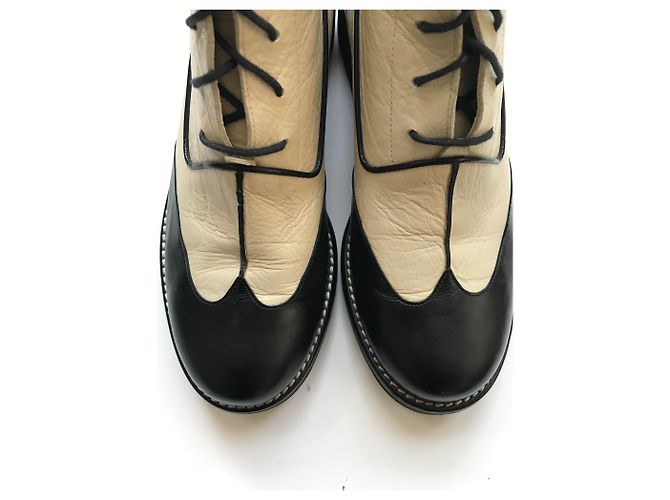 Chanel Stivali da combattimento Nero Beige - vista 27