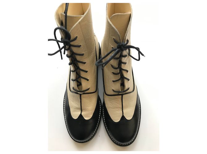 Chanel Stivali da combattimento Nero Beige - vista 28