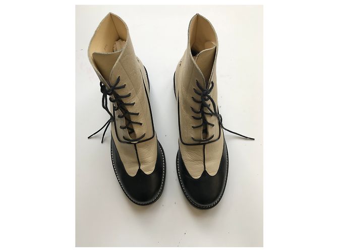 Chanel Stivali da combattimento Nero Beige - vista 29