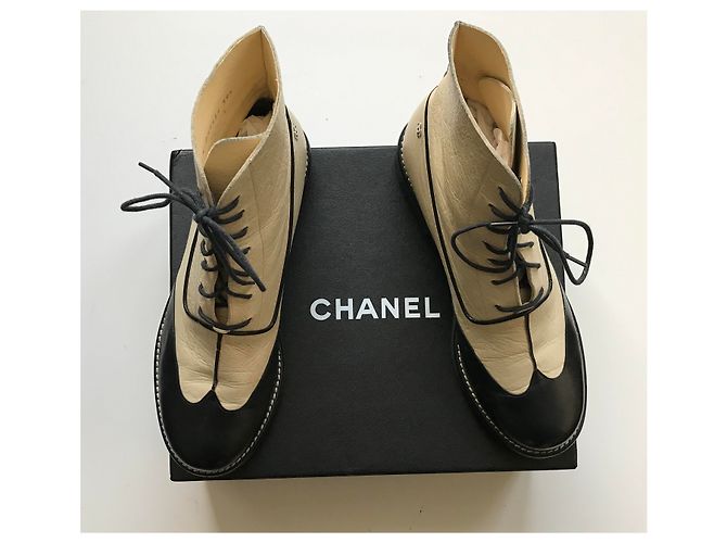 Chanel Stivali da combattimento Nero Beige - vista 33