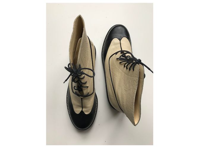 Chanel Stivali da combattimento Nero Beige - vista 5