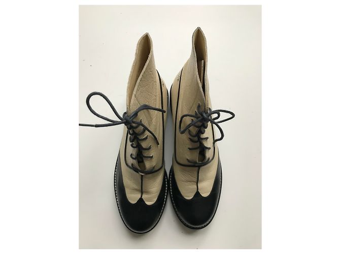 Chanel Stivali da combattimento Nero Beige - vista 6