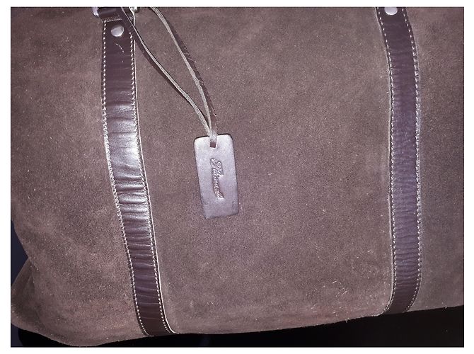 Autre Marque Borsa da viaggio Flamant in pelle e camoscio cioccolato - vista 6