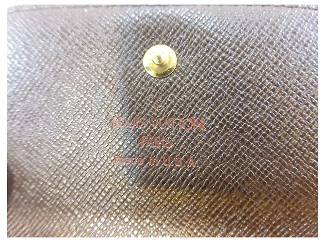 Louis Vuitton Elise Damier Ebène Cartera Marrón Cuero Castaño - vista 11