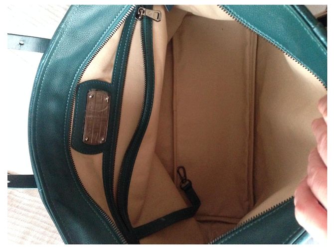 Borsa a mano Longchamp LM Green Mente in pelle verde - vista 5