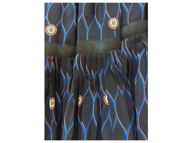 Autre Marque Gonna corolla in seta stampata nera Nero - vista 2