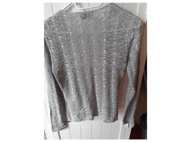Caroll Strickjacke aus Viskose und Strass dunkelgrau Anthrazitgrau - Ansicht 2