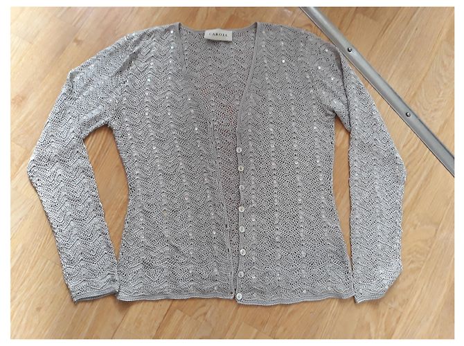 Caroll Strickjacke aus Viskose und Strass dunkelgrau Anthrazitgrau - Ansicht 5