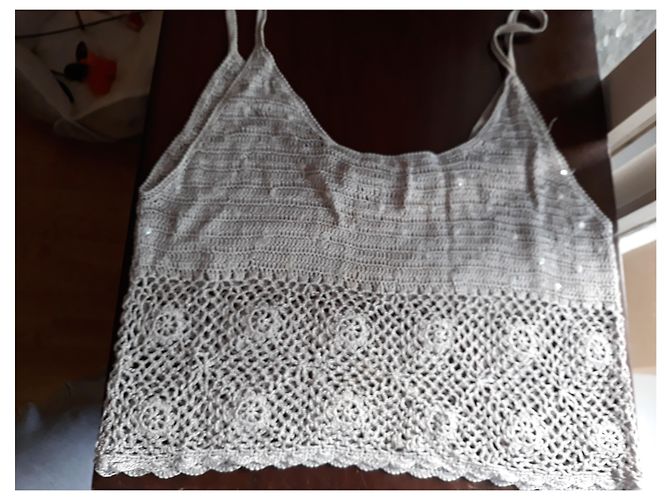 Top Court Caroll Cinza de Viscose e Strass Cinza antracite - vista 3