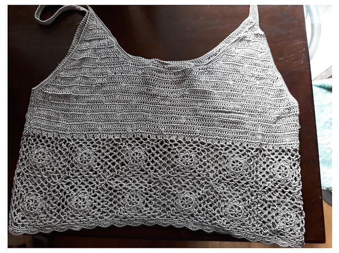 Top Court Caroll Cinza de Viscose e Strass Cinza antracite - vista 5