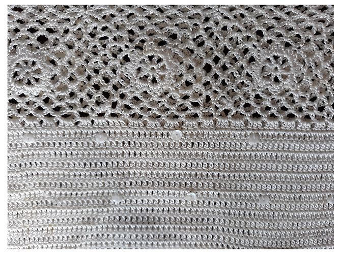 Top Court Caroll Ecru in Viscosa e Strass Bianco sporco - vista 4