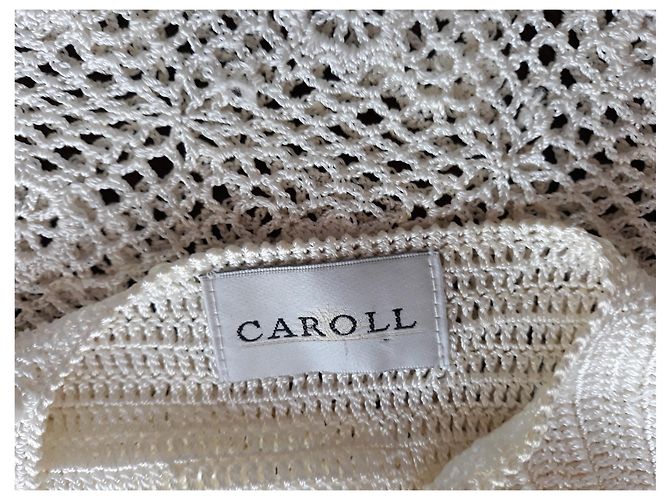 Top Court Caroll Ecru in Viscosa e Strass Bianco sporco - vista 5