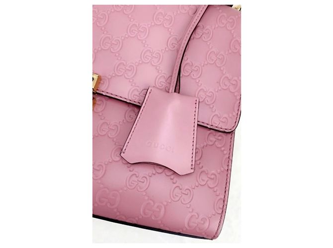 Borsa a mano Gucci Padlock in pelle rosa - vista 4