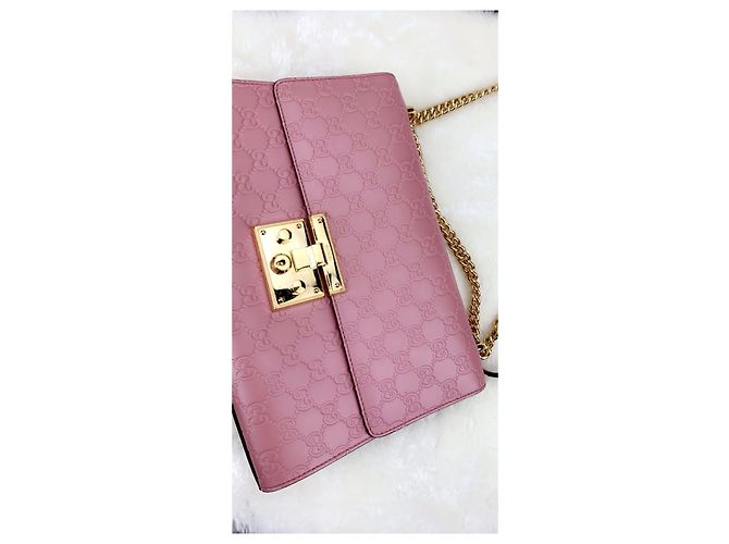 Borsa a mano Gucci Padlock in pelle rosa - vista 5