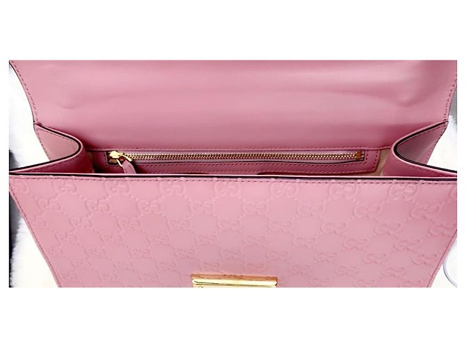 Borsa a mano Gucci Padlock in pelle rosa - vista 7