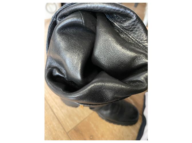 Botas de jinete Prada en cuero negro con hebillas doradas Dorado - vista 8