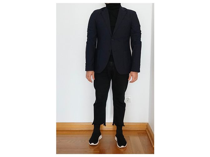 Versace Navy Blue Wool Blazer - view 5